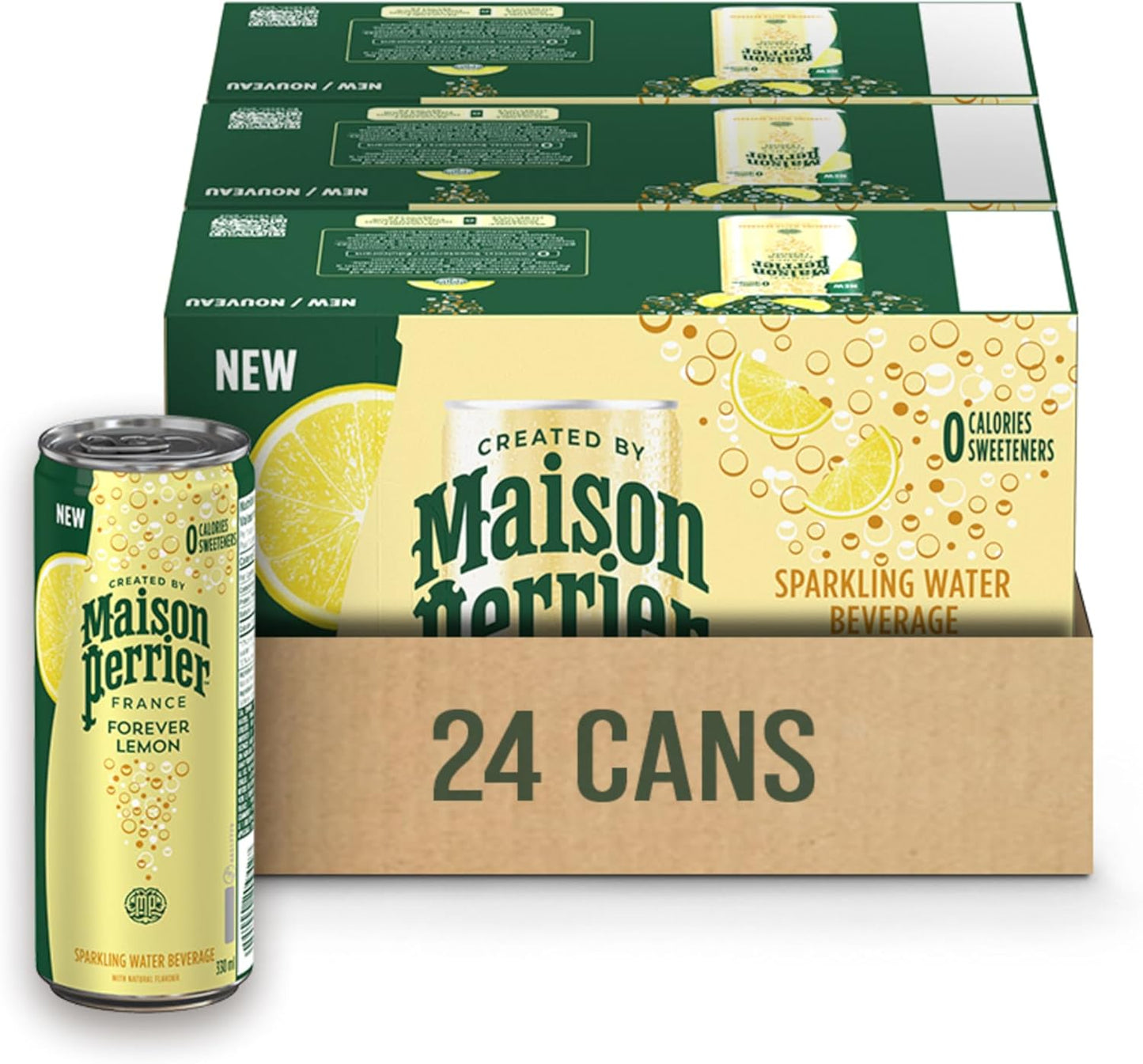 PERRIER SPARKLING WATER LEMON CAN, 24 X 330 ML