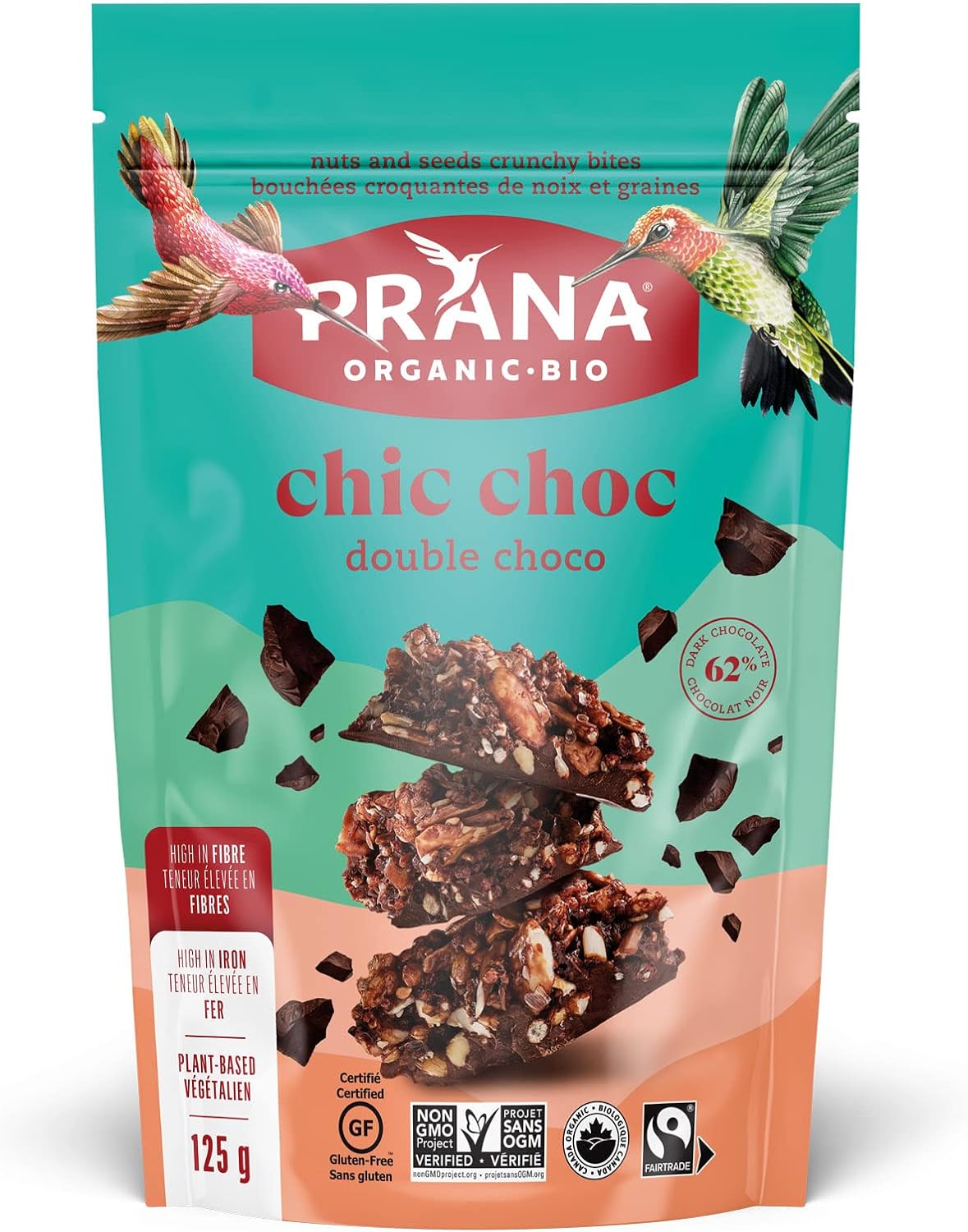 PRANA, CHIC CHOC DOUBLE CHOC CRUNCHY BITES, 8 x 125G