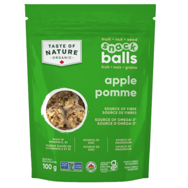 TASTEOFNATURE, ORG SNACK BALLS APPLE, 6 x 100G