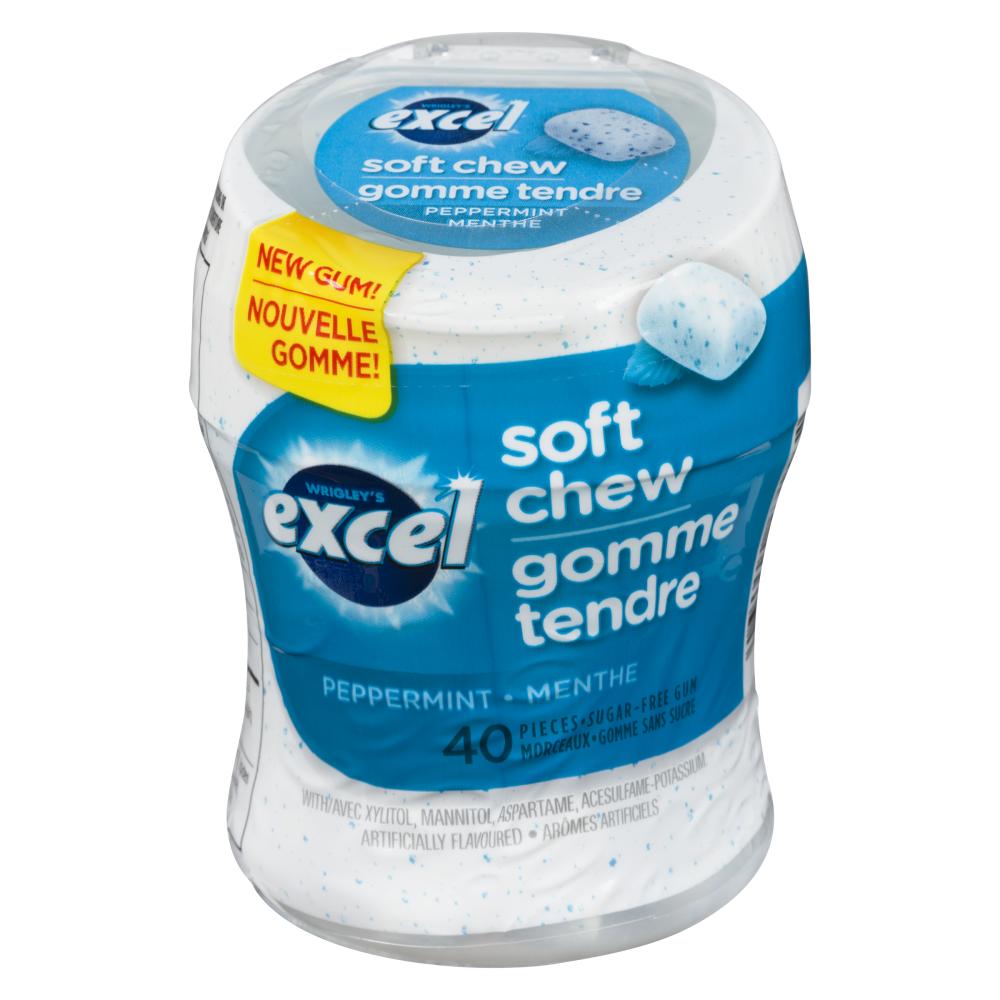 EXCEL PEPPERMINT GUM TENDER BITE 40 UNITS, 6 X 1 UN