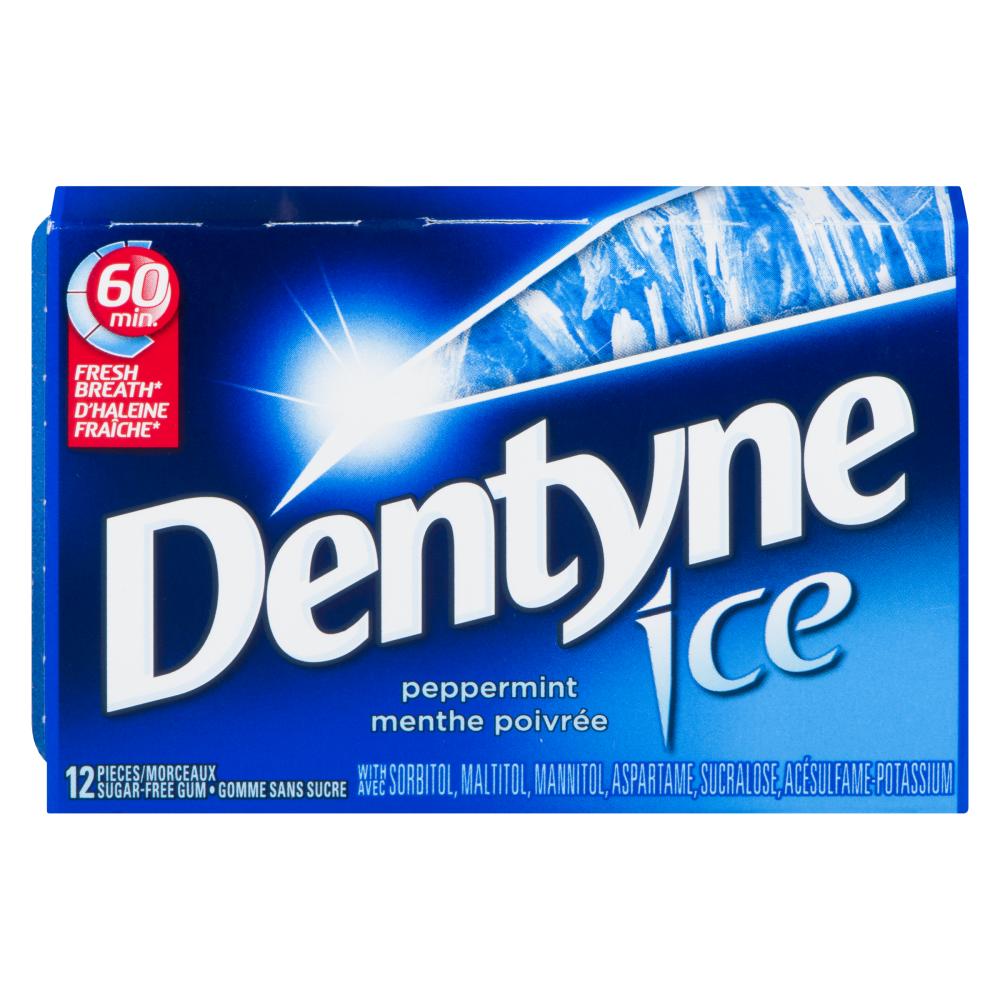 DENTYNE ICE GUM PEPPERMINT, 12 X 1 UN