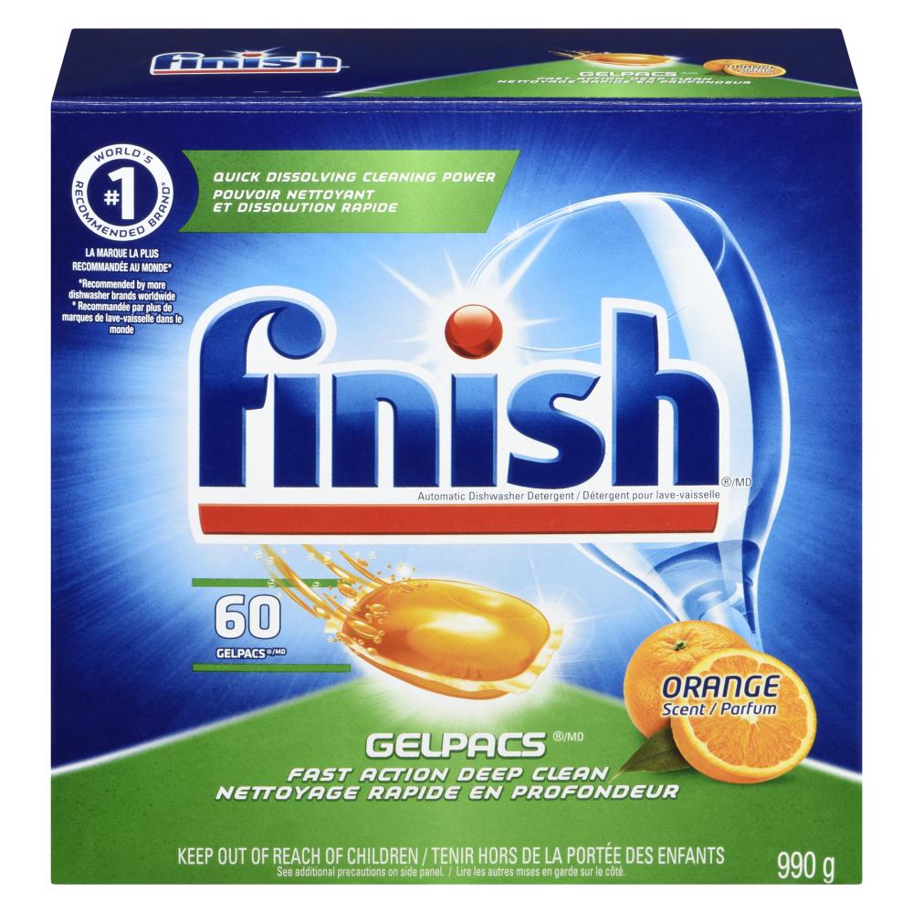 FINISH DISHWASHER GEL PAC ORANGE SCENT, 4 X 60 UN