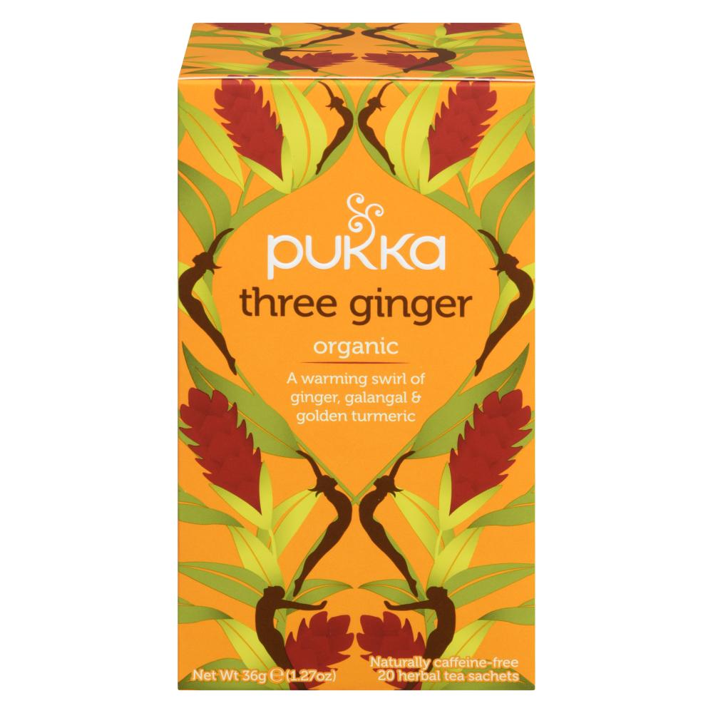 PUKKA ORGANIC THREE GINGERS HERBAL TEA, 4 X 20 UN