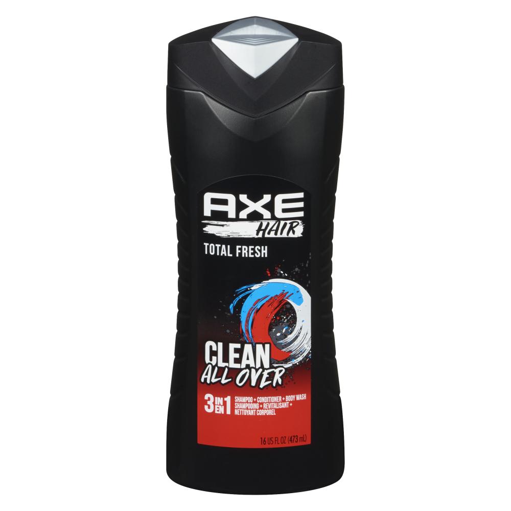 AXE 3-IN-1 TOTAL FRESH SHAMPOO, 4 X 473 ML