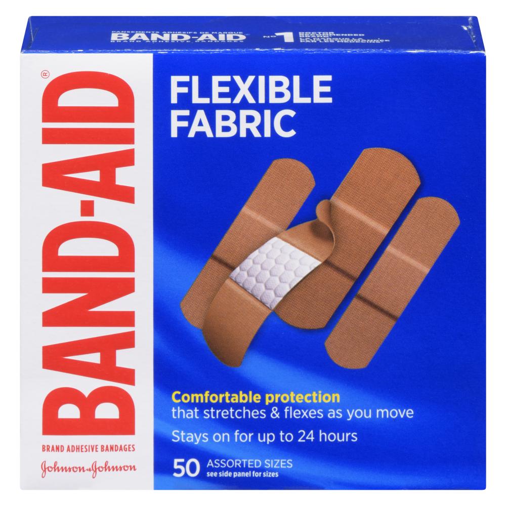 BAND-AID FABRIC BANDAGES ASSORTED, 6 X 50 UN