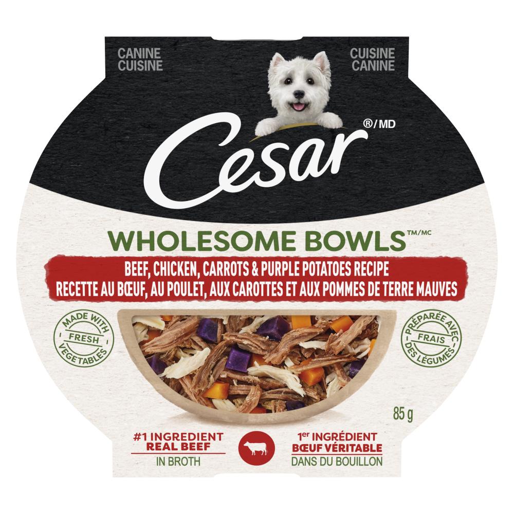 CESAR WHOLESOME BOWLS BEEF, CHICKEN & CARROT DOG FOOD, 10 X 85 G