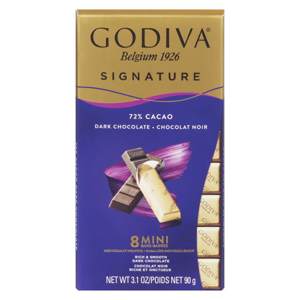 GODIVA DARK CHOCOLATE MINI TABLET 72%, 24 X 90 G