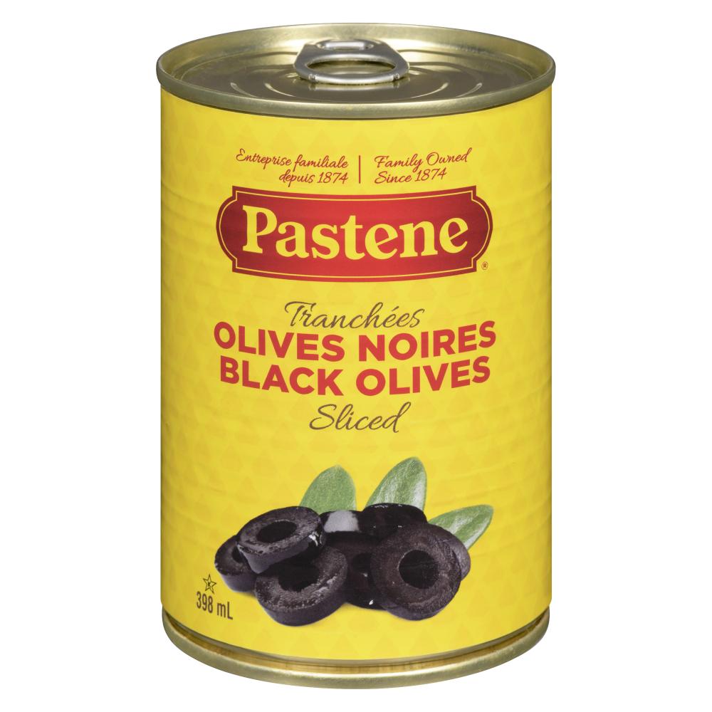 PASTENE SLICED BLACK OLIVES, 24 X 398 ML