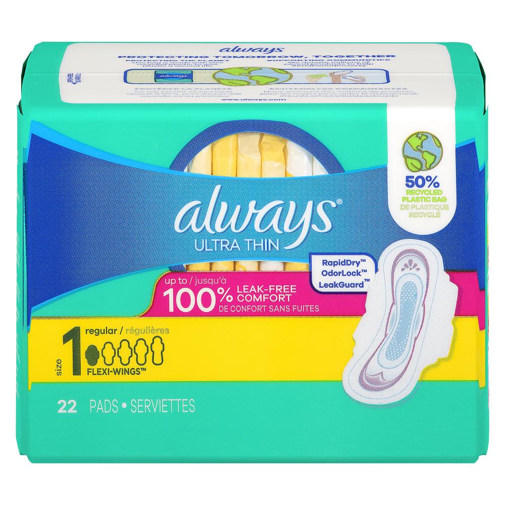 ALWAYS ULTRA SIZE 1 REGULAR UNSCENTED, 12 X 22 UN