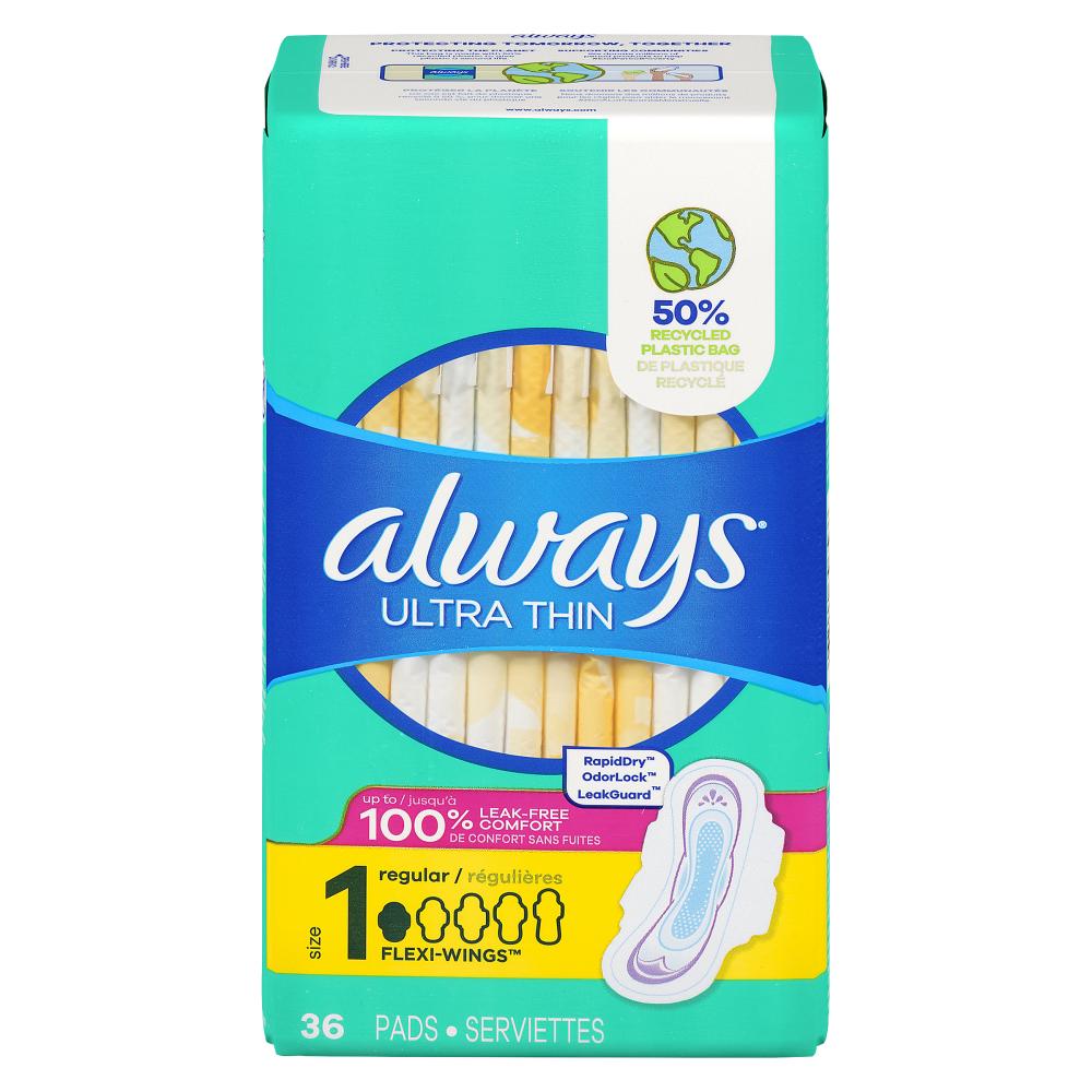 ALWAYS ULTRA THIN REGULAR WINGS SIZE 1, 6 X 36 UN