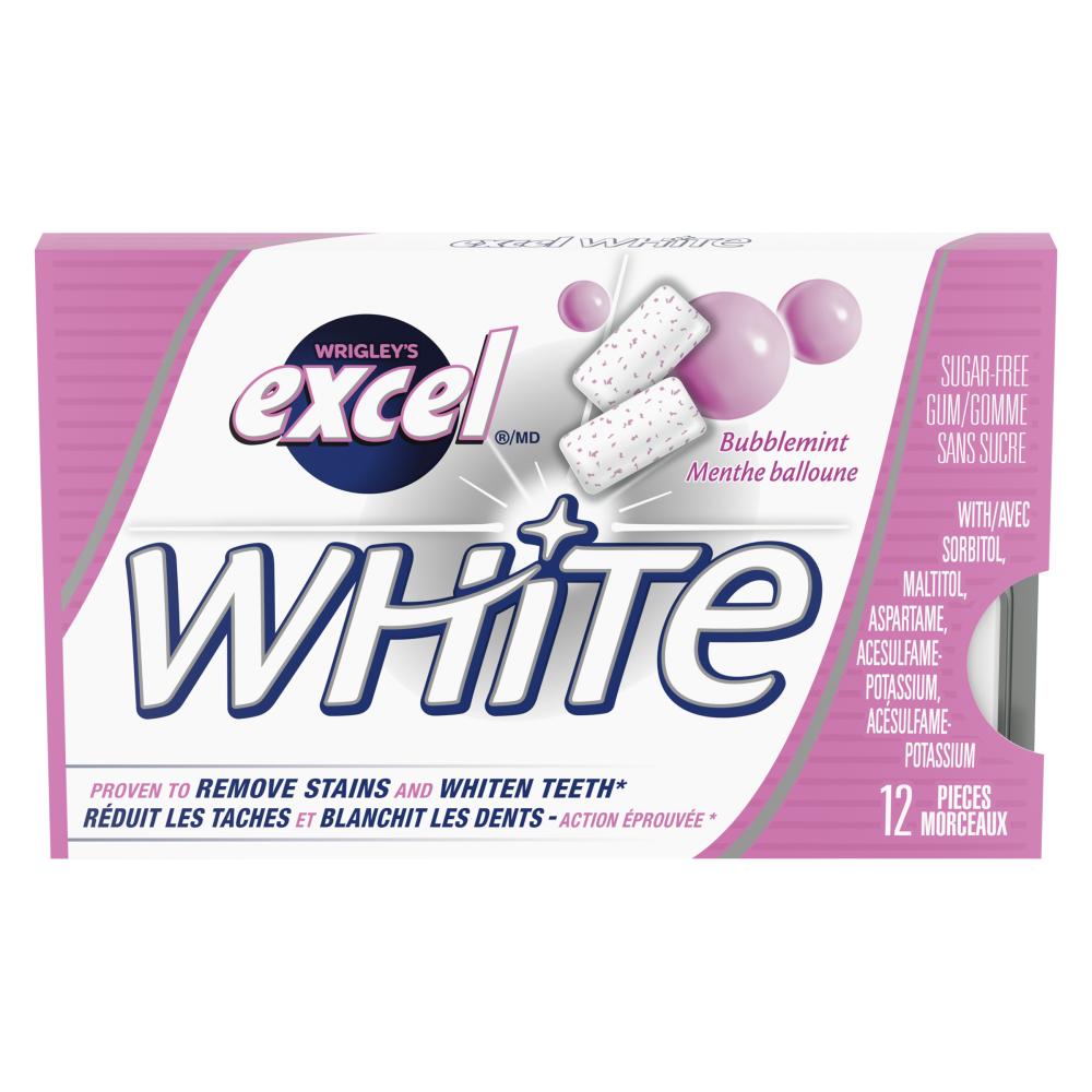EXCEL WHITE BUBBLEGUM, 12 X 1 UN