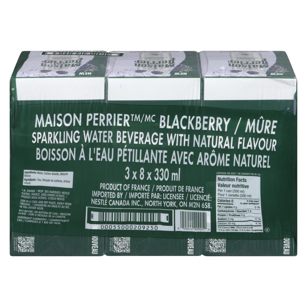 PERRIER SPARKLING WATER BLACKBERRY CAN, 24 X 330 ML