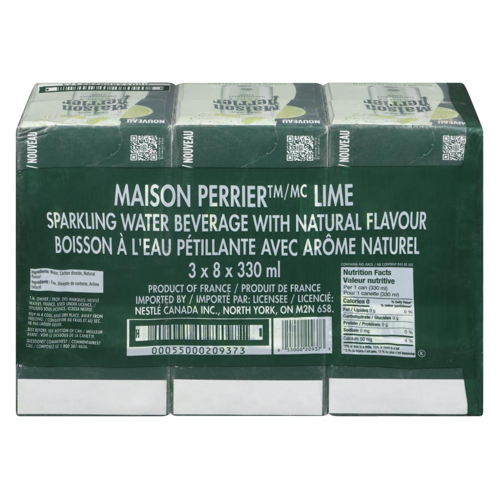 PERRIER SPARKLING WATER LIME CAN, 24 X 330 ML