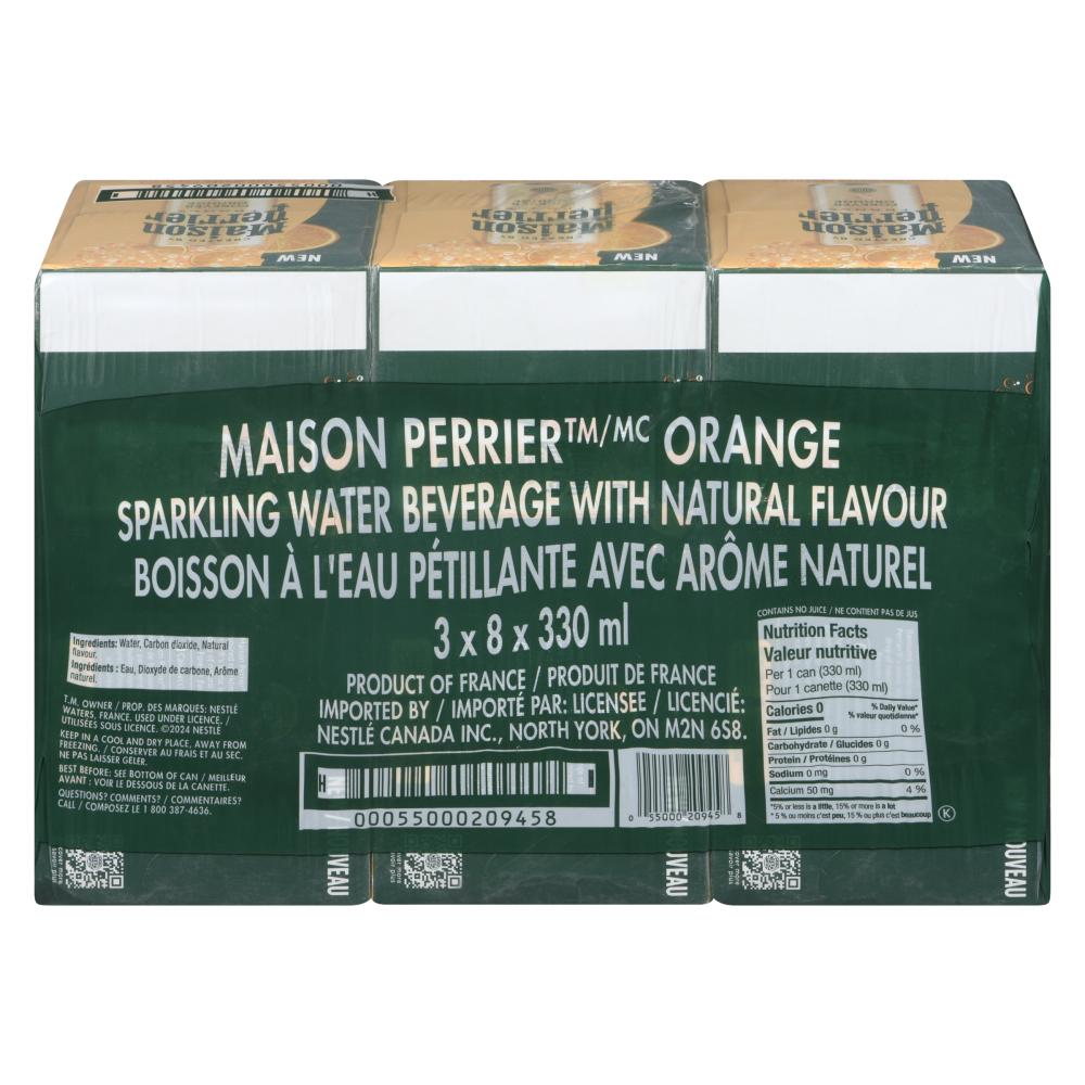 PERRIER SPARKLING WATER ORANGE CAN, 24 X 330 ML