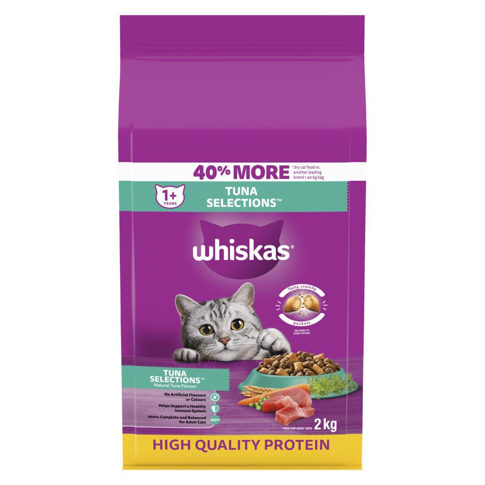 WHISKAS CAT FOOD DRY TUNA, 6 X 2 KG