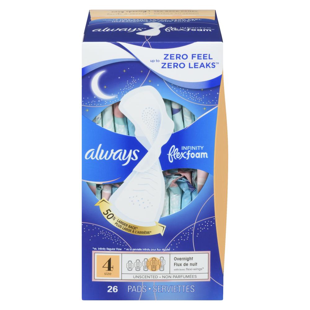 ALWAYS INFINITY PADS OVERNIGHT, 6 X 26 UN
