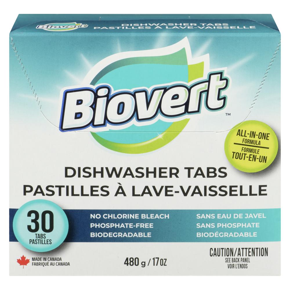 BIOVERT DISHWASHER TABLETS 30 PCS, 6 X 480 G