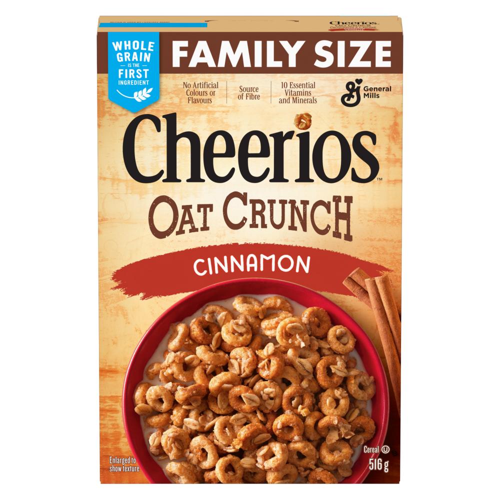 GENERAL MILLS CHEERIOS CEREAL WITH CRUNCHY CANE SUGAR FAMILY SIZE, 12 X 516 G