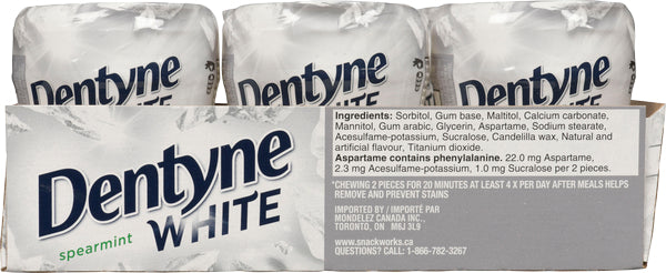DENTYNE GUM SPEARMINT WHITE SUGAR-FREE, 6 X 60 UN