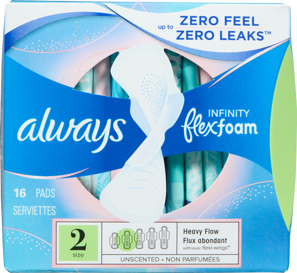 ALWAYS INFINITY ABSORBENCY WITH WINGS SIZE 2, 12 X 16 UN