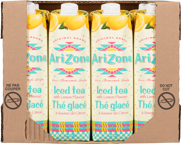 ARIZONA JUICE ICED LEMON TEA, 12 X 960 ML