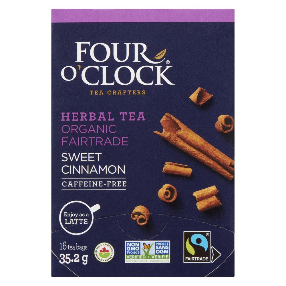 FOUR O'CLOCK ORGANIC SWEET CINNAMON HERBAL TEA, 6 X 16 UN