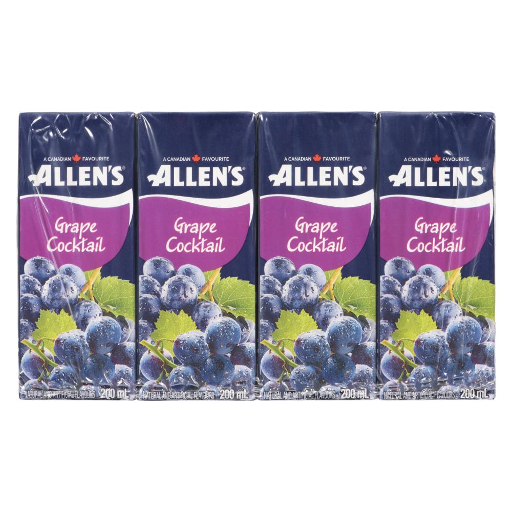 ALLENS GRAPE JUICE COCKTAIL, 4 X 8 X 200 ML