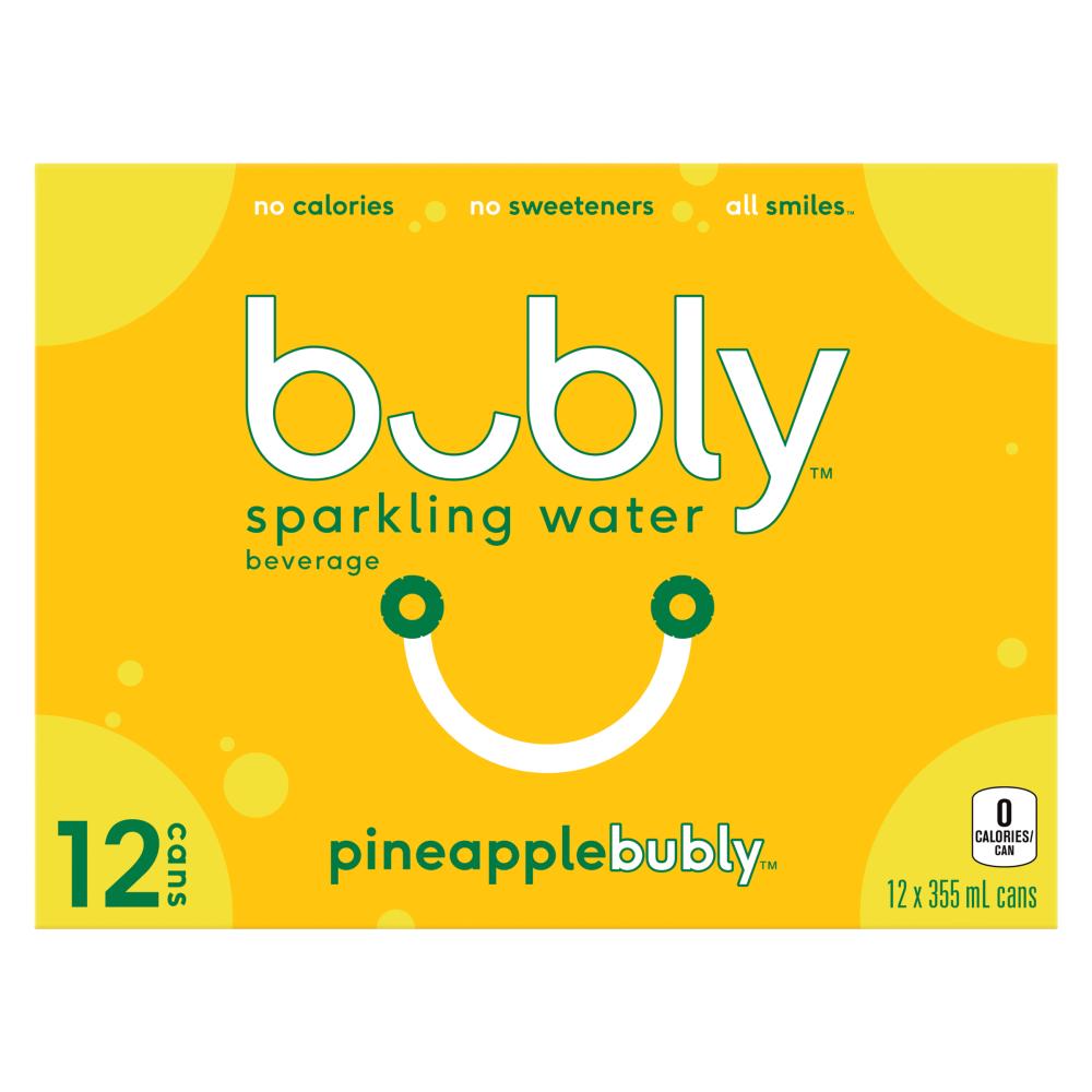 BUBLY PINEAPPLE SPARKLING WATER, 12 x 355 ML