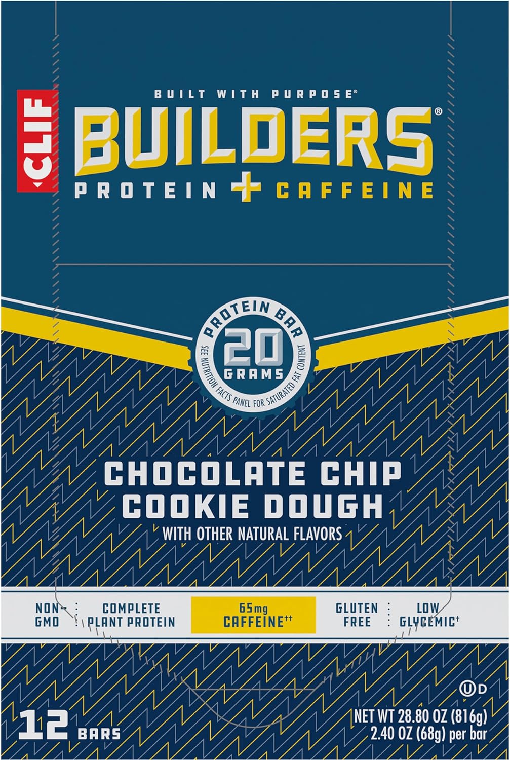 CLIF/LUNABAR, BUILDERS CHOC CHIP COOKIE DOUGH 12PK, 12 x 68G