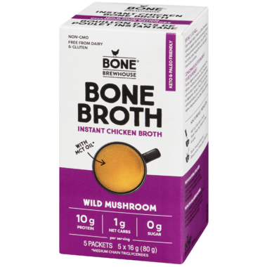 BONE BREWHOUSE, WILD MUSHROOM INST CHICKEN BONE BROTH, 9 x 80G