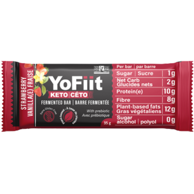 YOFIIT, KETO-FERMENTED BAR STRAWBERRY VANILLA, 12 x 35G