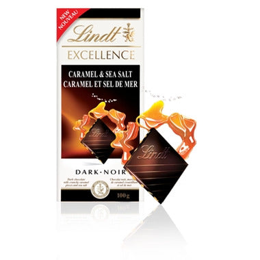 LINDT, EXCELLENCE- DARK- CARAMEL & SEA SALT, 20 x 100G