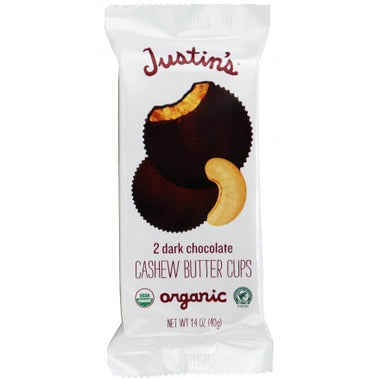 JUSTINS, ORG DK CHOC CASHEW BUTTER CUPS 2 PK, 12 x 40G