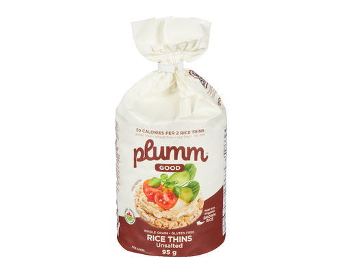 PLUM.M.GOOD, BRWN RICE CK THINS - UNSALTED OR, 12 x 95G