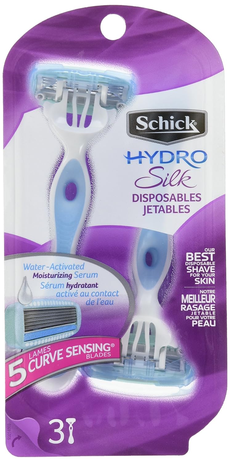 HYDRO SILK DISPOSABLE RAZORS FOR WOMEN, 3 COUNT, 3 X 1 UN