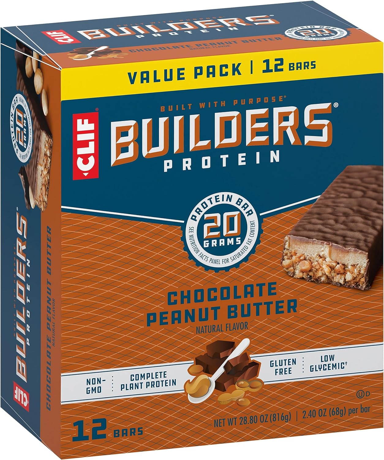 CLIF/LUNABAR, BUILDERS PB BAR, 12 x 68 G