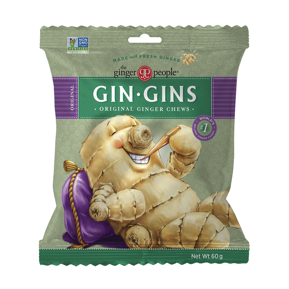 GINGERPEOPLE, GIN GINS ORIGINAL CHEWS CANDY, 12 x 60G
