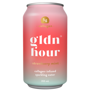 GLDN HOUR, STRAWB MINT COLLAGEN SPARKLING WATER, 6 x 355ML