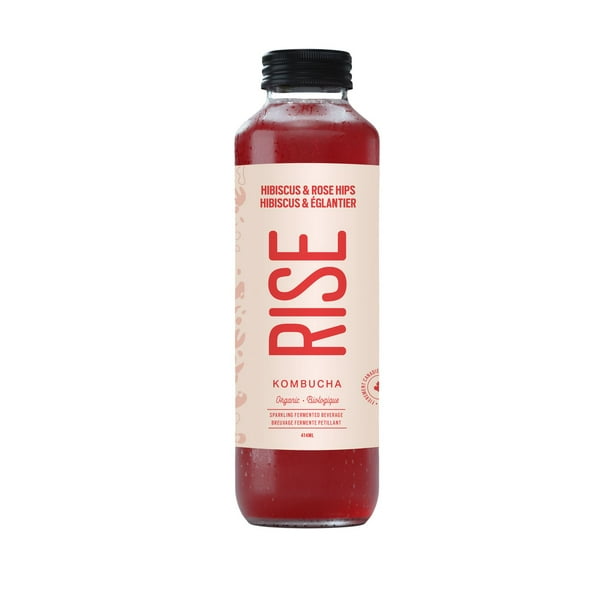 RISE KOMBUCHA, HIBISCUS & ROSE HIPS CLASSIC, 12 x 414ML