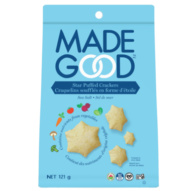 MADE GOOD, STAR PUFFED SEA SALT CRACKERS OR, 6 x 121G