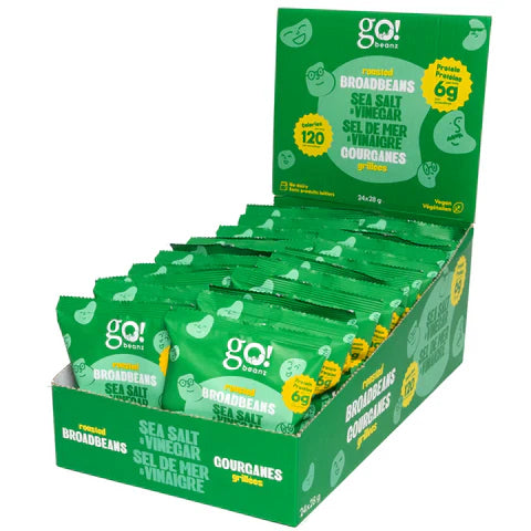 GO BEANZ ROASTED BROADBEANS - SEA SALT & VINEGAR 24X28GR