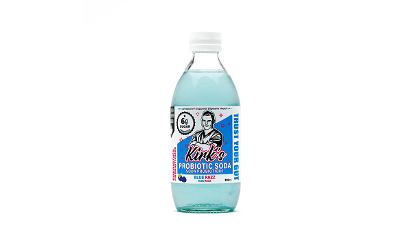 KIRK'S SPARKLIN, BLUE RAZZ PROBIOTIC WATER KEFIR, 12 x 330ML
