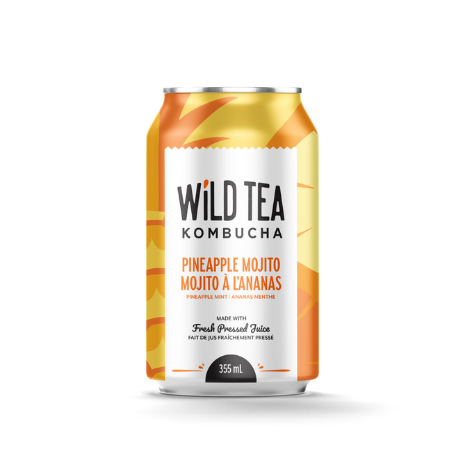 WILD TEA KOMBUC, 355 ML PINEAPPLE MOJITO, 12 x 355ML