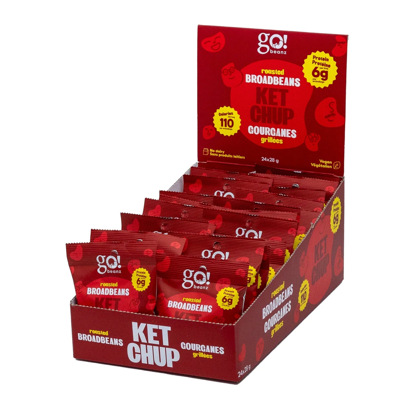 GO BEANZ ROASTED BROADBEANS - KETCHUP 24x28GR