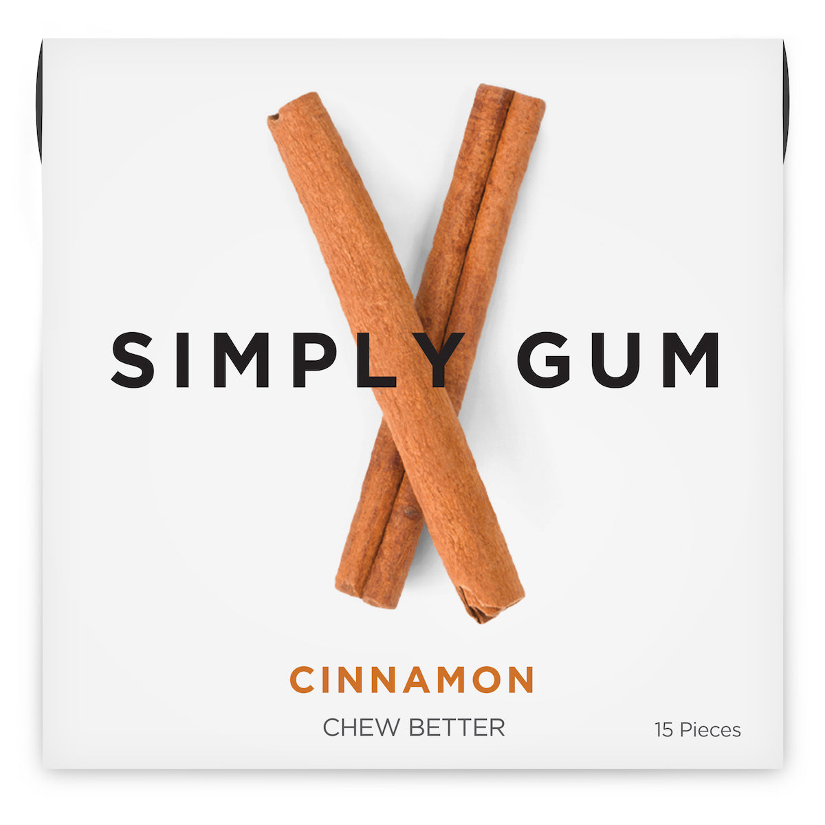 SIMPLY GUM, CINNAMON NATURAL CHEWING GUM, 12 x 15CT