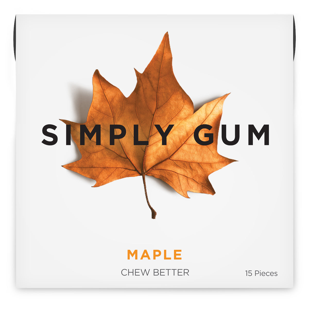 SIMPLY GUM, MAPLE NATURAL CHEWING GUM, 12 x 15CT