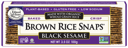 EDWARDSANDSONS, BROWN RICE SNAPS-BLACK SESAME, 12 x 100G