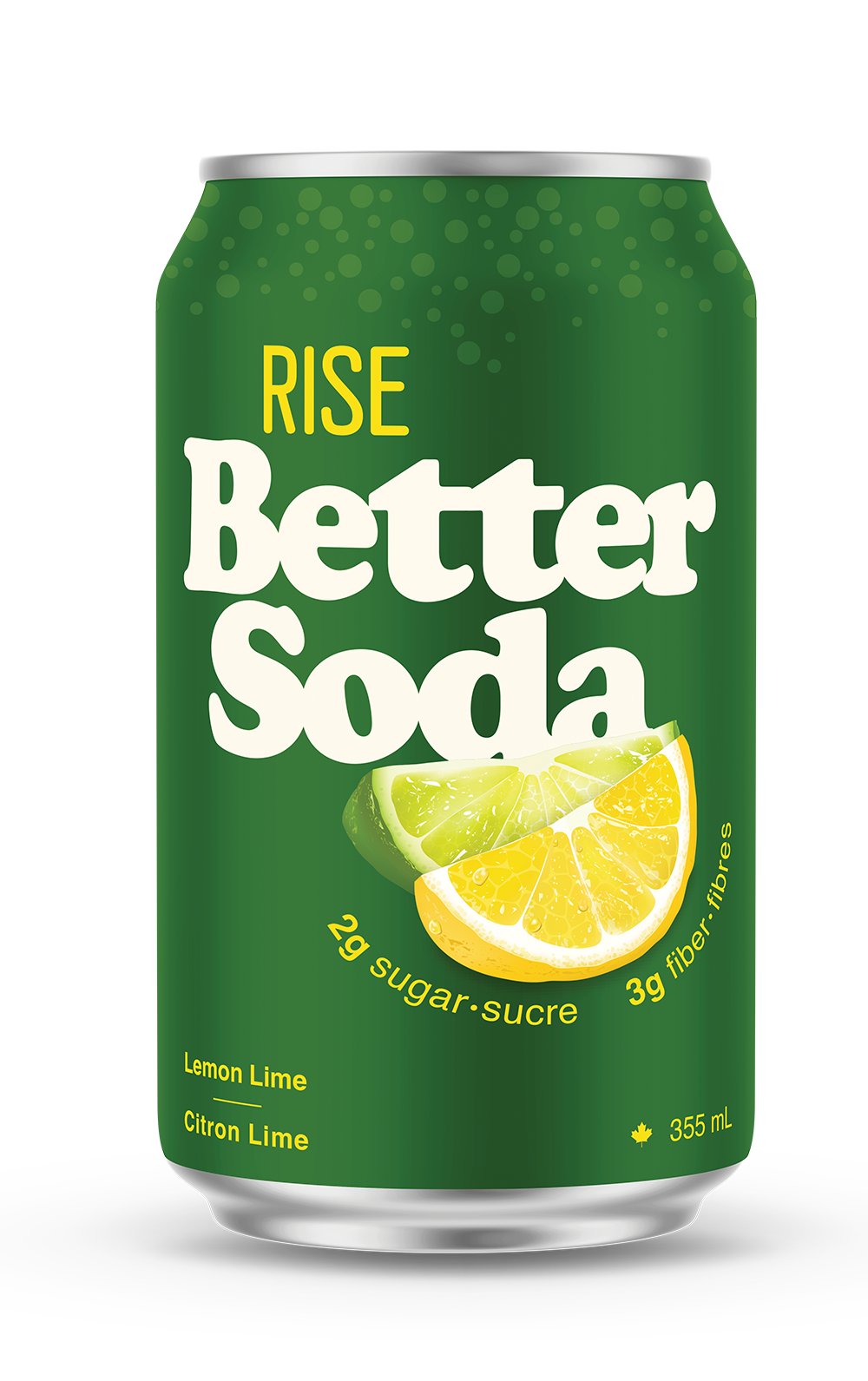 RISE KOMBUCHA, BETTER SODA - LEMON LIME, 12 x 355ML