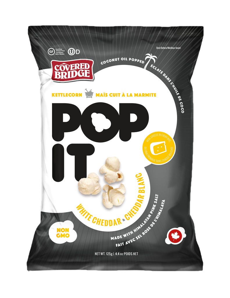 COVERED BRIDGE, WHITE CHEDDAR POPCORN, 11 x 125G