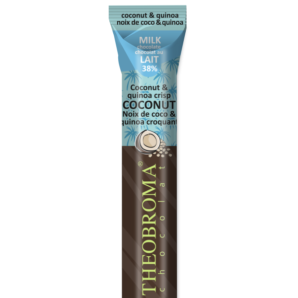 THEOBROMA CHOCO, 38% MILK CHOCOLATE QUINOA AND COCONUT, 18 x 31G